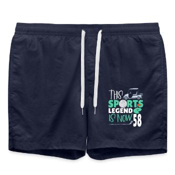 This sports legend is now 58, golf game 58. - Swim Trunks - french navy - Front - AI Model Male 185 light (185cm)