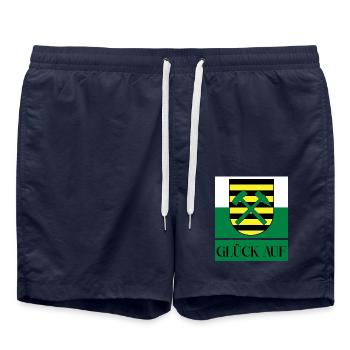 Erzgebirge Glück auf Sachsen - Badeshorts - French Navy - Vorne - AI Model Male 185 light (185cm)