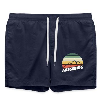 Arzgebirg Wandern Berge Sachsen - Badeshorts - French Navy - Vorne - AI Model Male 185 light (185cm)