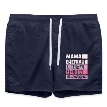 Bankkauffrau Mama Ehefrau Heldin - Badeshorts - French Navy - Vorne - AI Model Male 185 light (185cm)