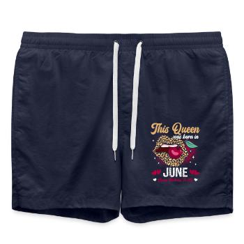 This queen was born in June happy - Swim Trunks - french navy - Front - AI Model Male 185 light (185cm)