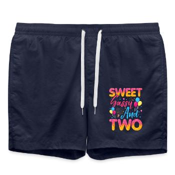 Süßer Frechdachs Und Zwei Streusel Köstlicher - Badeshorts - French Navy - Vorne - AI Model Male 185 light (185cm)