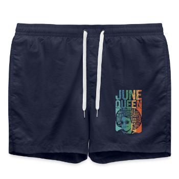 June - Month of birth of the Queen - Celebrate the - Swim Trunks - french navy - Front - AI Model Male 185 light (185cm)