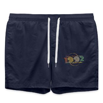 Einzigartig seit 1992 Retro Sprüche 30. Geburtstag - Badeshorts - French Navy - Vorne - AI Model Male 185 light (185cm)