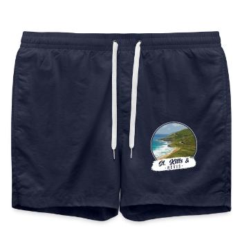 St. Kitts & Nevis Souvenir - Badeshorts - French Navy - Vorne - AI Model Male 185 light (185cm)