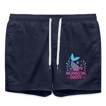 Mermazing Daddy Fantasy Mermaid Tale Et Coquillages - Short de bain - bleu marine - Devant - AI Model Male 185 light (185cm)