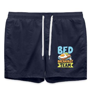 Bed Breakfast Team für Frühaufsteher Männer und - Badeshorts - French Navy - Vorne - AI Model Male 185 light (185cm)