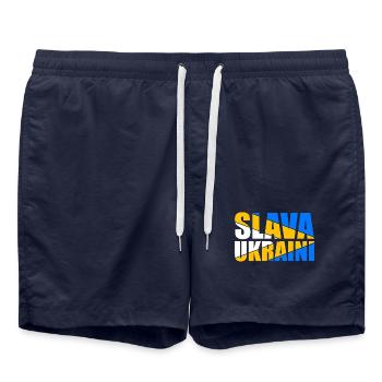 Ukraine Peace Slava - Badeshorts - French Navy - Vorne - AI Model Male 185 light (185cm)