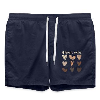 Tous les cœurs comptent célèbrent la peau de mélanine noire - Short de bain - bleu marine - Devant - AI Model Male 185 light (185cm)