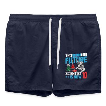 This future scientist is now 10 - Swim Trunks - french navy - Front - AI Model Male 185 light (185cm)
