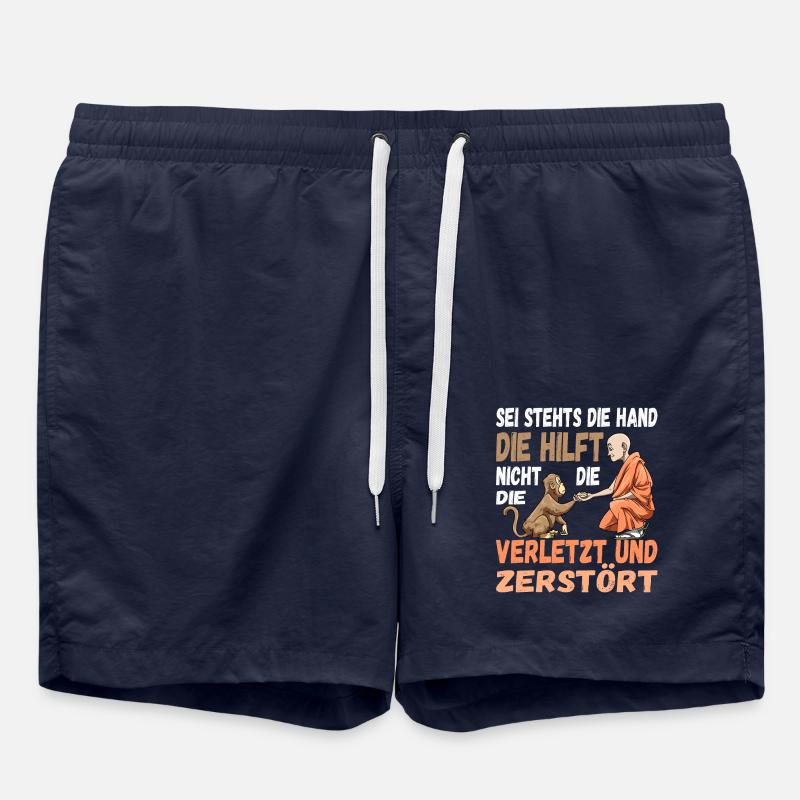 Helfende Hand Helfen Affe Mönch Nächstenliebe - Badeshorts - French Navy