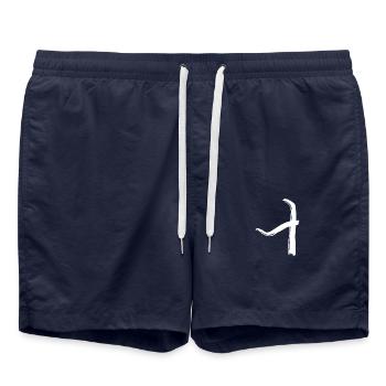 Korean letter Ui - Swim Trunks - french navy - Front - AI Model Male 185 light (185cm)
