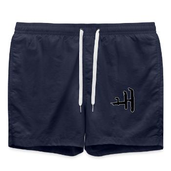 Korean letter Woe - Swim Trunks - french navy - Front - AI Model Male 185 light (185cm)