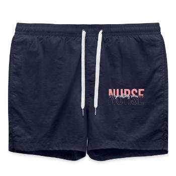 OP-Schwester Operation Krankenschwester - Badeshorts - French Navy - Vorne - AI Model Male 185 light (185cm)