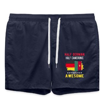 Halb Deutsch Halb Kameruner - Badeshorts - French Navy - Vorne - AI Model Male 185 light (185cm)