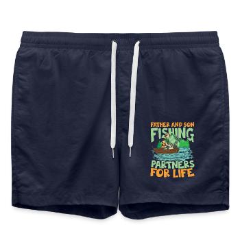 Father And Son Fishing Partners For Life - Badeshorts - French Navy - Vorne - AI Model Male 185 light (185cm)