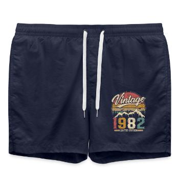Vintage 1982 Limited Edition Cadeau D'anniversaire - Short de bain - bleu marine - Devant - AI Model Male 185 light (185cm)