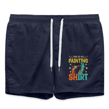 This is my painting shirt - Badeshorts - French Navy - Vorne - AI Model Male 185 light (185cm)