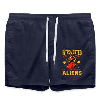 Introverted but willing to discuss Aliens - Badeshorts - French Navy - Vorne - AI Model Male 185 light (185cm)