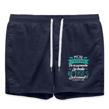 Parrain va m'apprendre les bêtises qu il connait - Short de bain - bleu marine - Devant - AI Model Male 185 light (185cm)