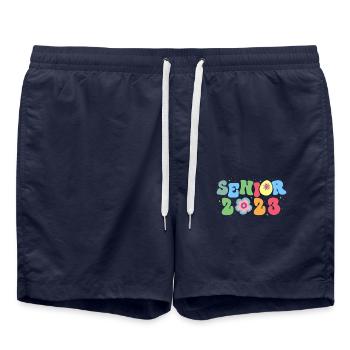 Senior 2023 Floral Wildflowers Florist Flower - Badeshorts - French Navy - Vorne - AI Model Male 185 light (185cm)