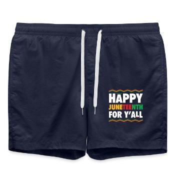 Joyeux Juneteenth pour vous tous libres mélanés - Short de bain - bleu marine - Devant - AI Model Male 185 light (185cm)
