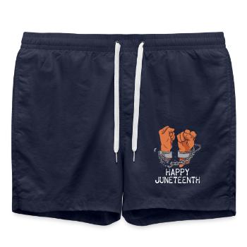 Happy Juneteenth Break Shackles Chain - Badeshorts - French Navy - Vorne - AI Model Male 185 light (185cm)