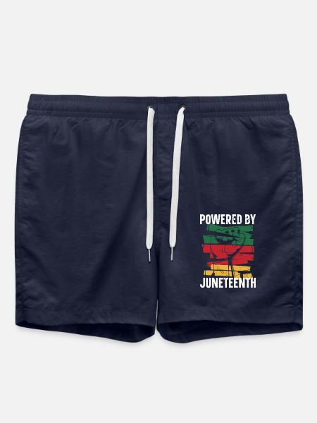 Powered By Juneteenth Proud Melanated - Swim Trunks - french navy