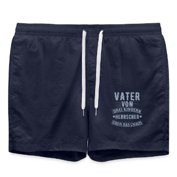 Vater von drei Kindern - Herrscher über das Chaos - Badeshorts - French Navy - Vorne - AI Model Male 185 light (185cm)