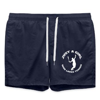 Tennis Frau Tennisverein Mädchen Tennisspielerin - Badeshorts - French Navy - Vorne - AI Model Male 185 light (185cm)