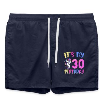 C’est mon 30e anniversaire Dabbing Unicorn Pony - Short de bain - bleu marine - Devant - AI Model Male 185 light (185cm)