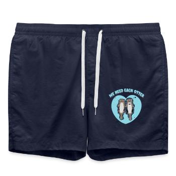 Wir Brauchen Jeden Otter | Otter-liebhaber Shirt - Badeshorts - French Navy - Vorne - AI Model Male 185 light (185cm)