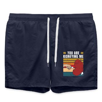 Are You Kidding Me | Lustiges Geschenk | Lustiger - Badeshorts - French Navy - Vorne - AI Model Male 185 light (185cm)