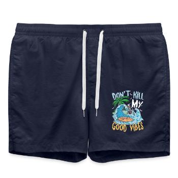 Don't Kill My Good Vibes für einen Surfer - Badeshorts - French Navy - Vorne - AI Model Male 185 light (185cm)