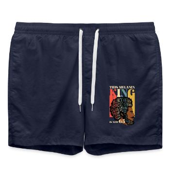 This Melanin King is Now 65 Juneteenth 65th - Swim Trunks - french navy - Front - AI Model Male 185 light (185cm)