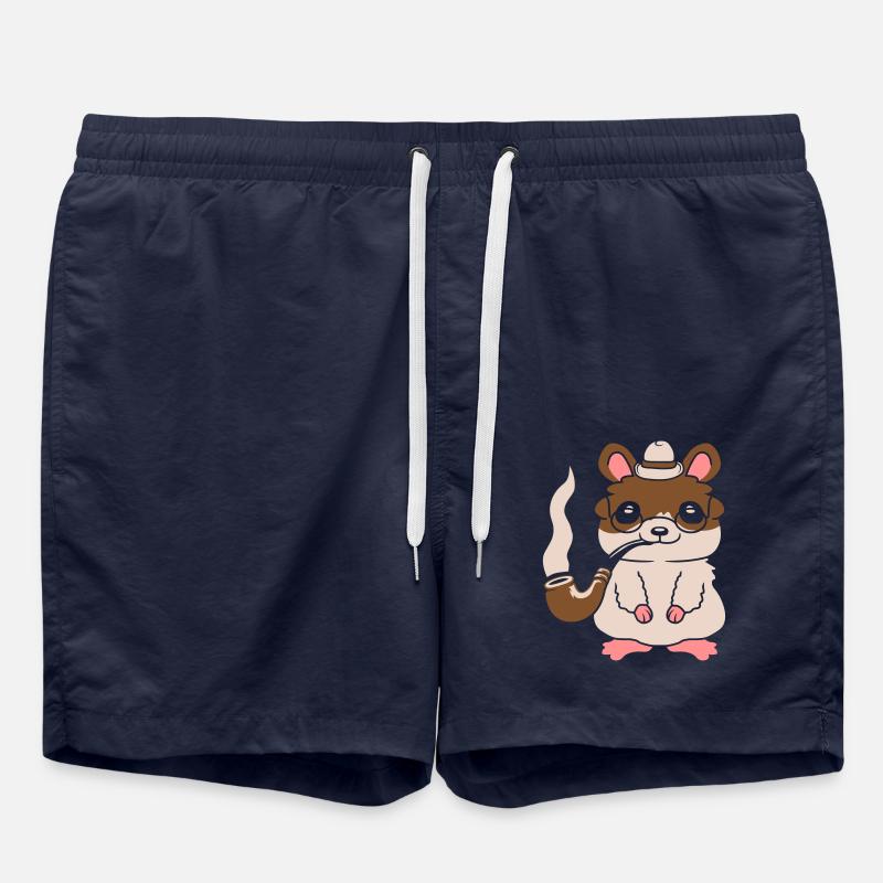 Gentlemen hamster smokes pipe - Swim Trunks - french navy