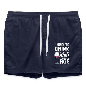 Drink a lot of wine to reach that age - Swim Trunks - french navy - Front - AI Model Male 185 light (185cm)
