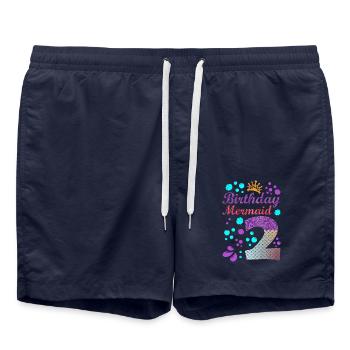 Birthday Mermaid 2 Shell Summer Vibe 2nd - Swim Trunks - french navy - Front - AI Model Male 185 light (185cm)