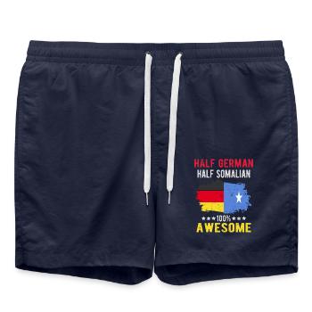 Halb Deutsch Halb Somalier - Badeshorts - French Navy - Vorne - AI Model Male 185 light (185cm)