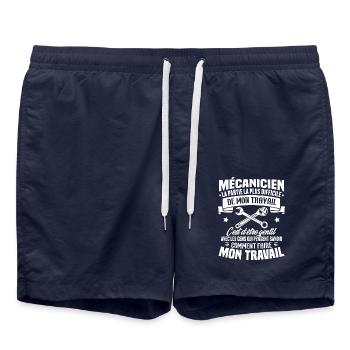 Humour Cadeau pour Mécanicien - Short de bain - bleu marine - Devant - AI Model Male 185 light (185cm)