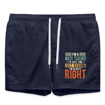 Professeur de mathématiques - Short de bain - bleu marine - Devant - AI Model Male 185 light (185cm)
