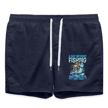 Angeln Fischer Geschenkidee für eine Anglerin - Badeshorts - French Navy - Vorne - AI Model Male 185 light (185cm)