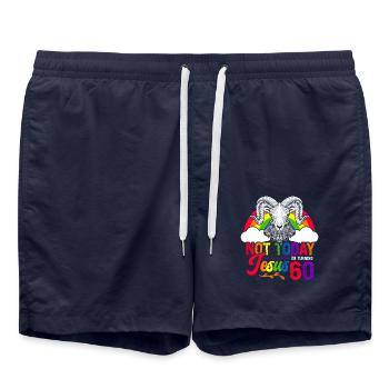 Nicht Heute Jesus Ich Werde 60 Regenbogenschaf - Badeshorts - French Navy - Vorne - AI Model Male 185 light (185cm)