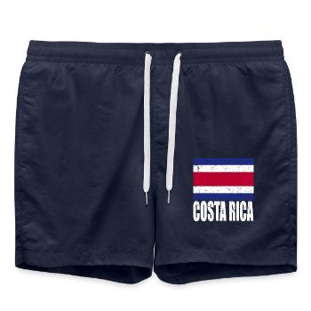 Costa Rica Fahne - Badeshorts - French Navy - Vorne - AI Model Male 185 light (185cm)