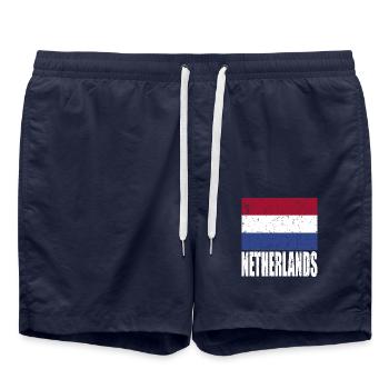 Netherlands flag - Swim Trunks - french navy - Front - AI Model Male 185 light (185cm)