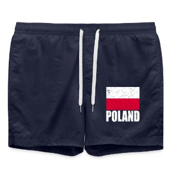 Polen Fahne - Badeshorts - French Navy - Vorne - AI Model Male 185 light (185cm)