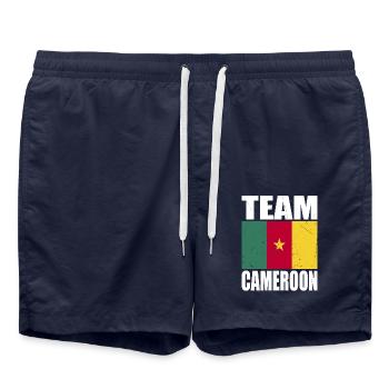Team Kamerun Fußball - Badeshorts - French Navy - Vorne - AI Model Male 185 light (185cm)