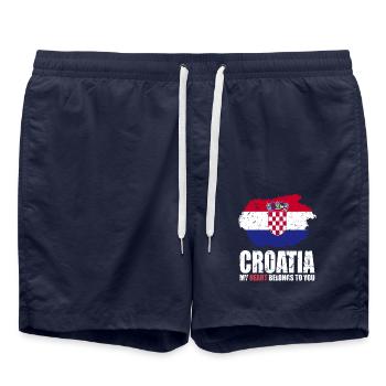 Drapeau de la Croatie - Short de bain - bleu marine - Devant - AI Model Male 185 light (185cm)