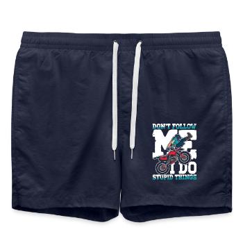 Don't Follow Me I Do Stupid Things - Badeshorts - French Navy - Vorne - AI Model Male 185 light (185cm)