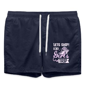 Girls Cruising party lets ship on a girls trip - Swim Trunks - french navy - Front - AI Model Male 185 light (185cm)